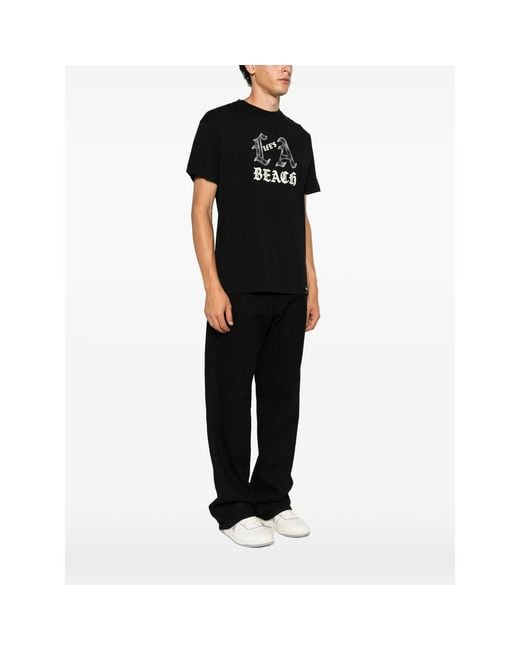 Palm Angels Black Life's A Beach Graphic-Print T-Shirt for men