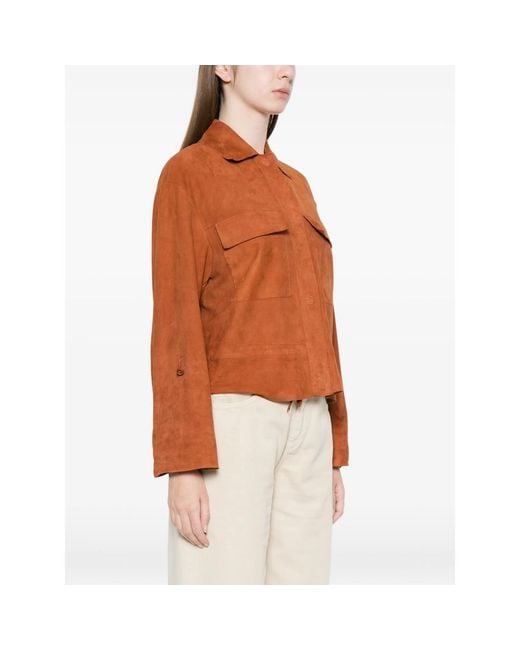 SANTORO Orange Flap-Pocket Suede Jacket