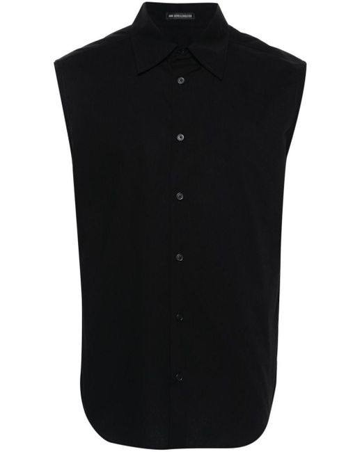 Ann Demeulemeester Black Sleeveless Cotton Shirt for men