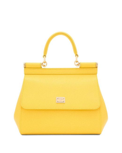 Dolce & Gabbana Yellow Sicily Small Leather Handbag