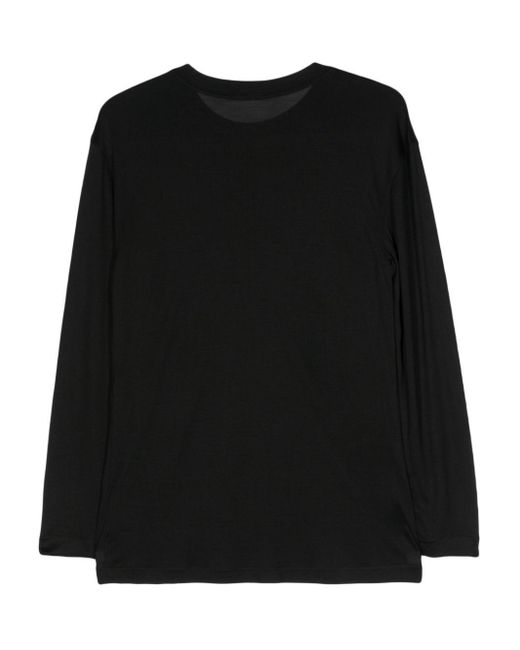 Lemaire Black Long-Sleeve Silk T-Shirt