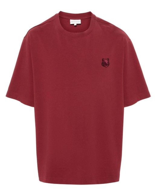 Maison Kitsuné Red Bold Fox Head Cotton T-Shirt for men