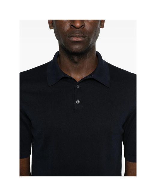 Fedeli Black Button-Up Polo Shirt for men