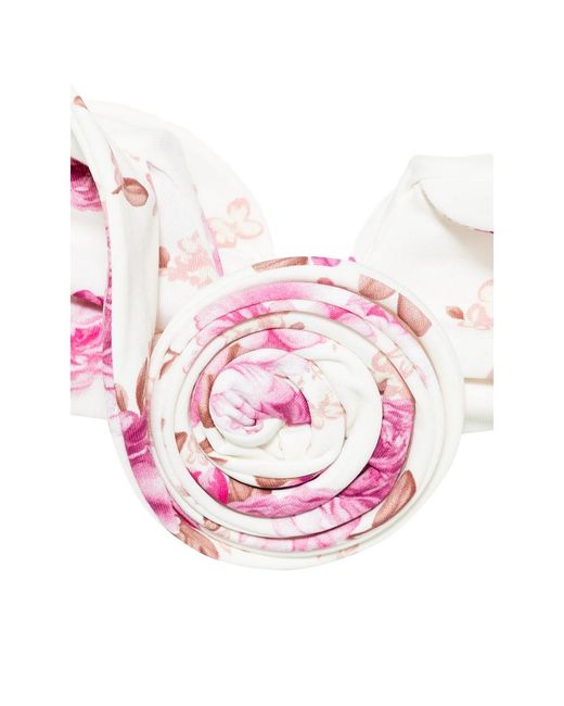 Magda Butrym Pink Floral Print Bandeau Beachwear