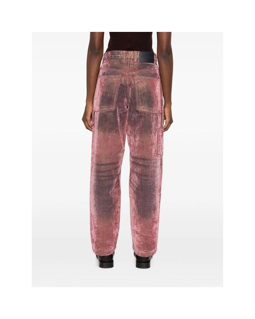 Haikure Red Washed-Effect Hammer-Loop Jeans