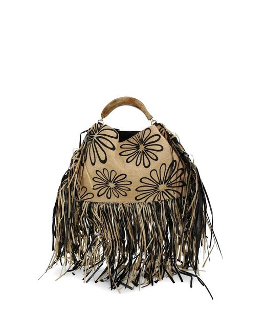 Farm Rio Black Tote Bag Neutrals