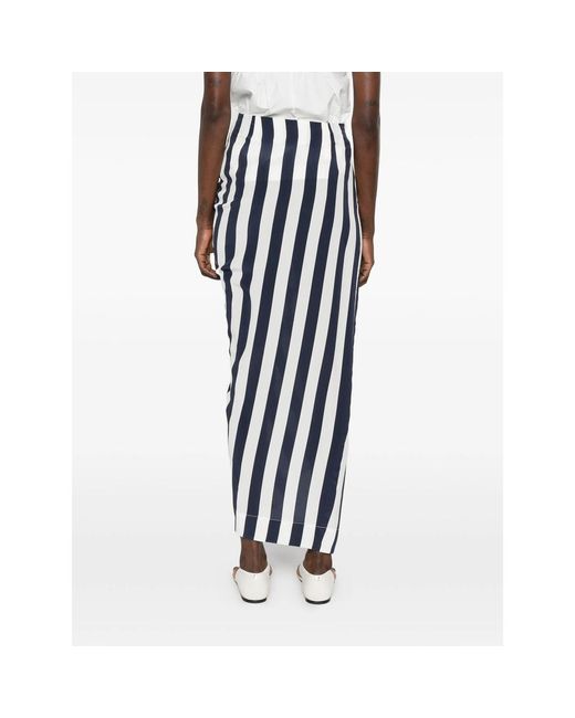 Bondi Born Black Orta Silk Striped Ruffled Midi Skirt