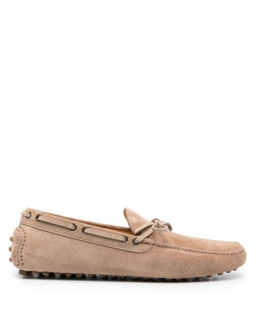 Brunello Cucinelli Pink Suede Boat Shoes for men