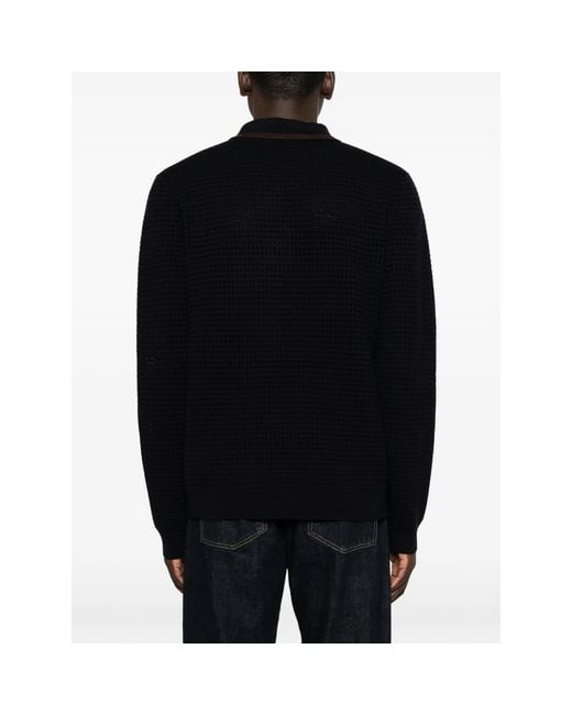 Casablanca Black Waffle-Knit Zip-Up Sweater for men