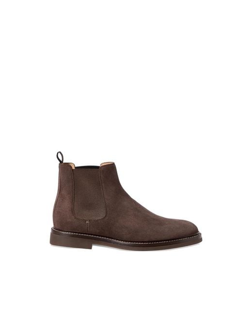 Brunello Cucinelli Brown Suede Chelsea Boots for men