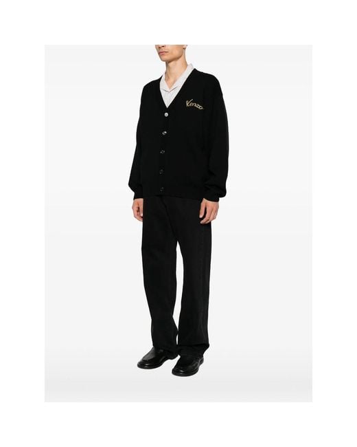KENZO Black Beaded Tiger-Motif Cardigan for men