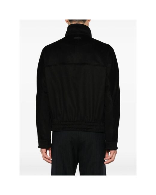 Lardini Black High-Neck Zip-Up Jacket for men