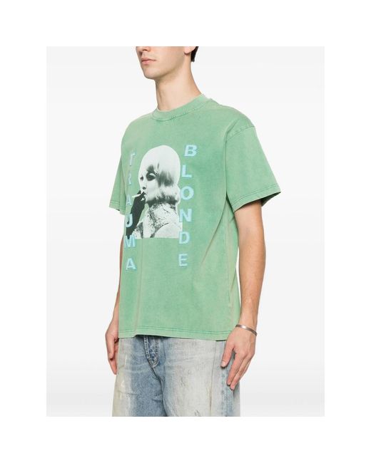 DAGGER Green Trauma Blonde Print-Detail T-Shirt for men