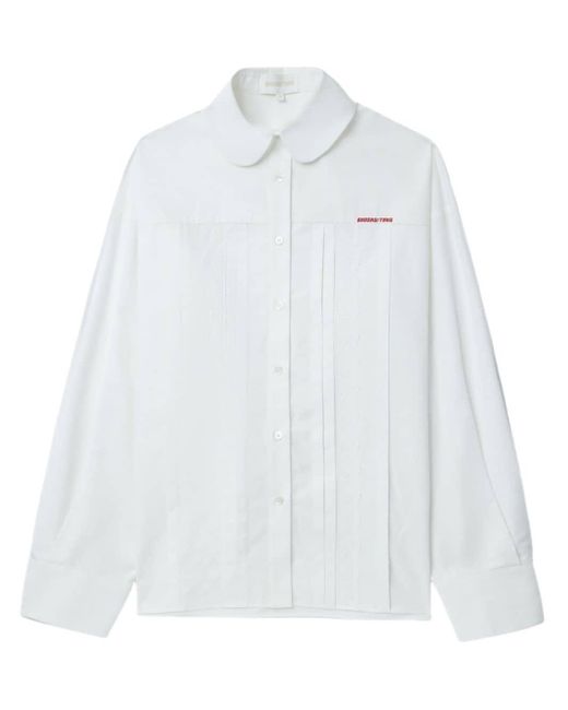 ShuShu/Tong White Lace-Trim Cotton Shirt