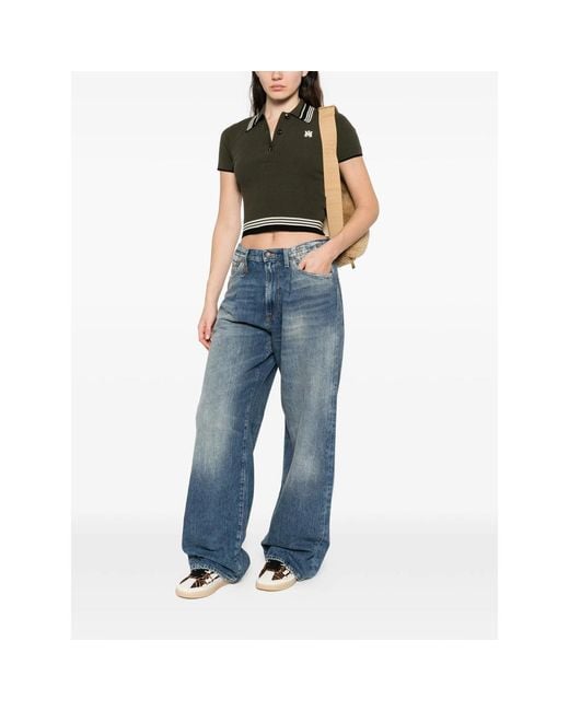 Amiri Green Logo-Embroidered Polo Top