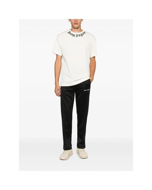 Palm Angels White Neck Logo Printed T-Shirt for men
