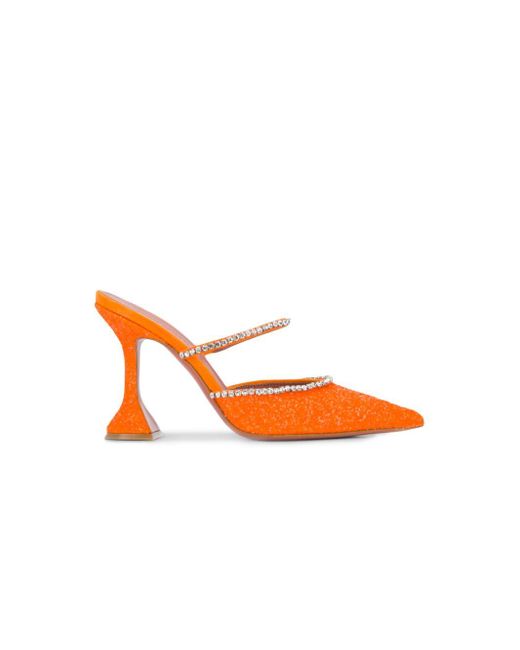 AMINA MUADDI Orange Gilda Crystal-embellished Mules