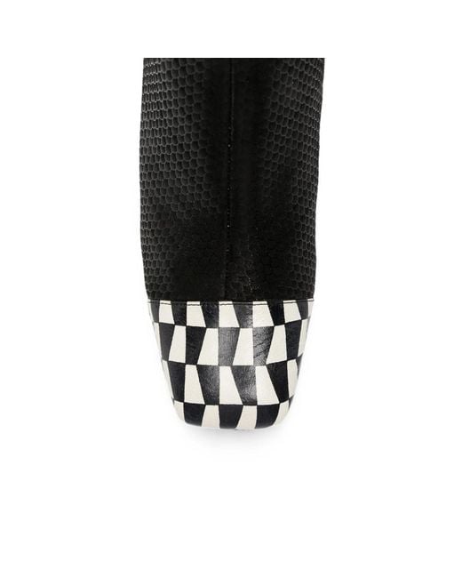 Chie Mihara Black Volkiara Snake-Effect Checkerboard Ankle Boots