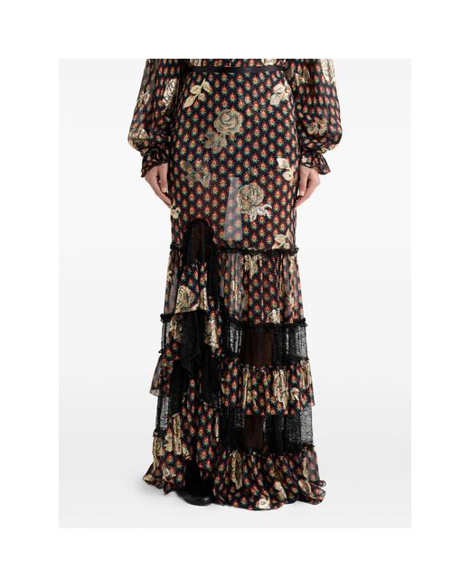 Etro Black Silk Skirt