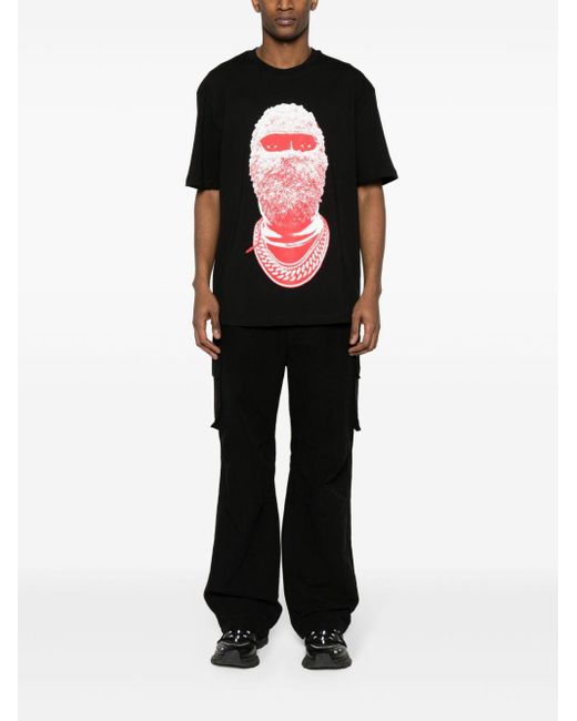 Ih Nom Uh Nit Black Face-Print Cotton T-Shirt for men