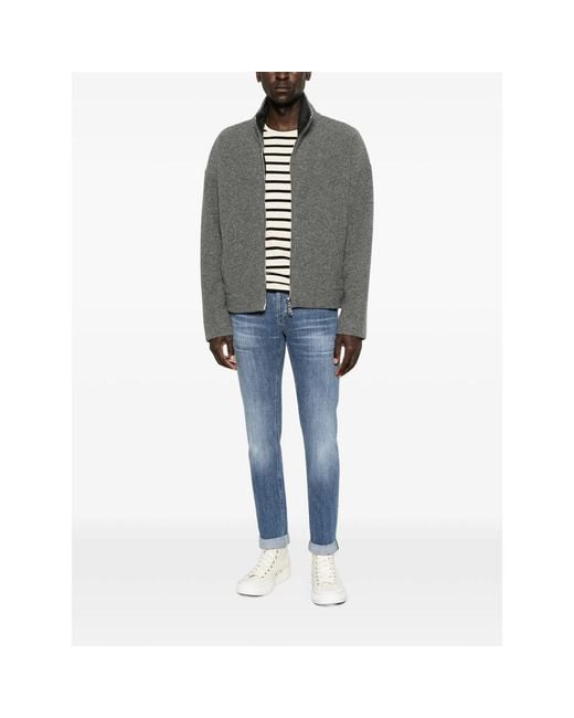 Dondup Gray Zip-Up High-Neck Jacket for men