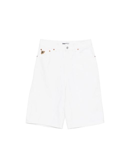 Lois White Camille Logo Patch Shorts