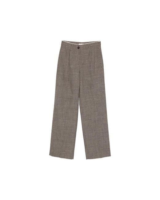 Tela Gray Marl-Effect Raw-Edge Trousers