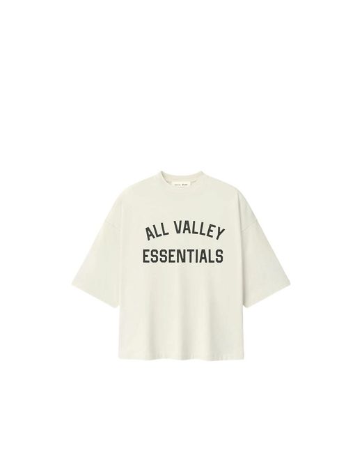Fear Of God White Merch Tee Logo-Print Drop-Shoulder T-Shirt for men