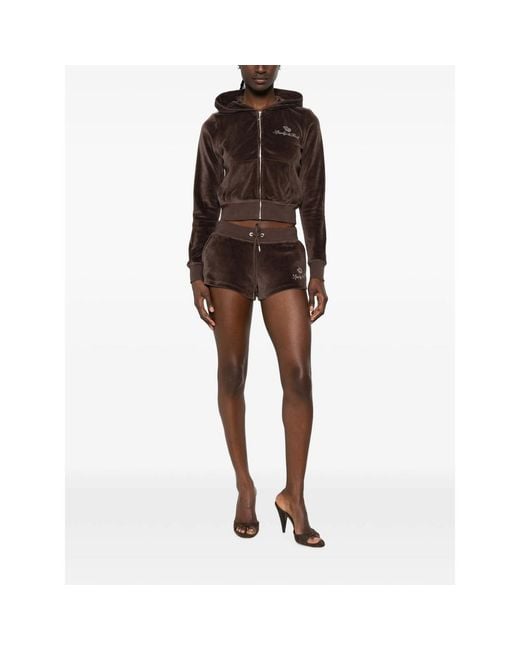 Sporty & Rich Brown Hoodie Velour Zip-Up