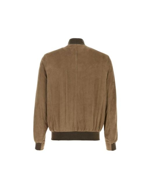 Moorer Green Carlos Button-Up Suede Bomber Jacket for men