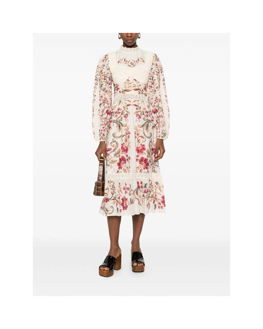 Farm Rio Pink Royal Garden Midi Dress