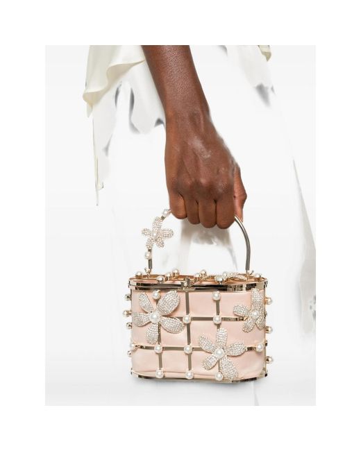 Rosantica Pink Holli Delia Crystal-Embellished Floral-Motif Tote Bag