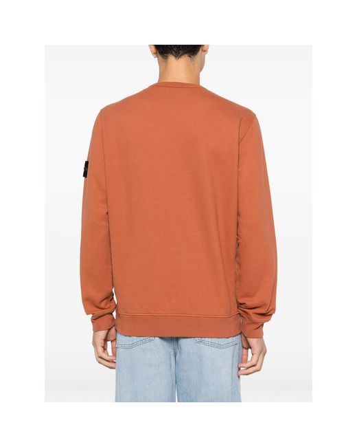 Stone Island Orange Compass Patch Crew-Neck Sweater for men