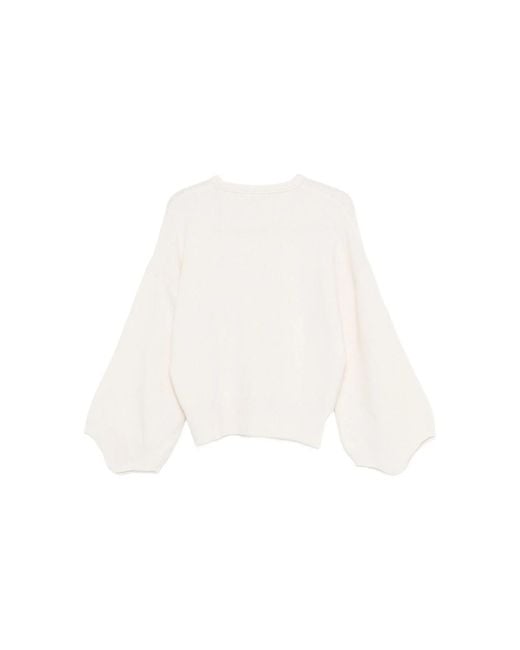 3311 White Balloon-Sleeve Sweater