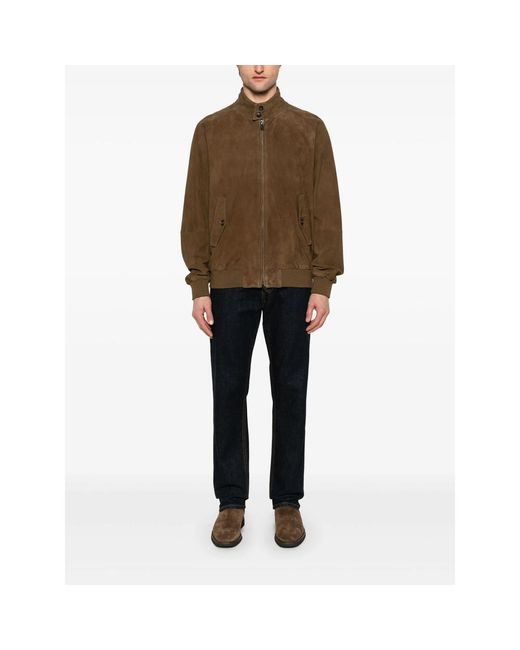 Baracuta Brown Leather Bomber Jacket for men