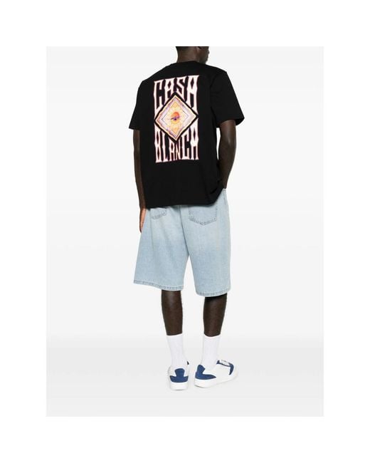 Casablanca Black Hermons Mirage-Print T-Shirt for men