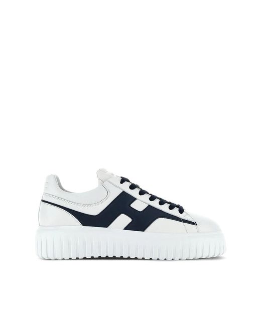 Hogan Blue H-Stripes Leather Sneakers for men