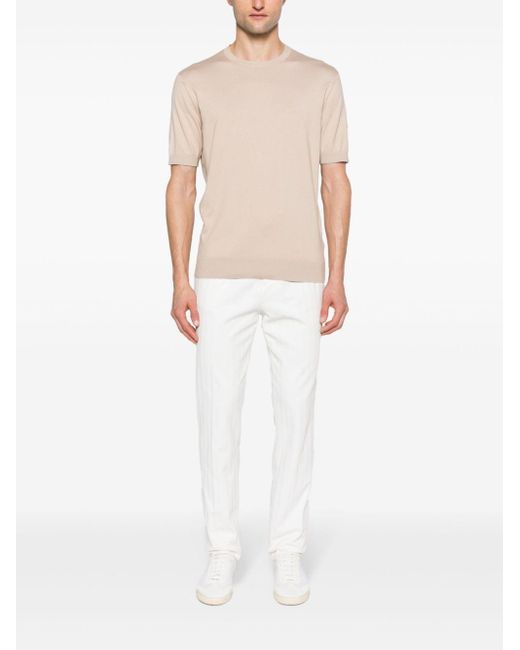 Zegna Natural Crew-Neck Knitted Cotton T-Shirt for men