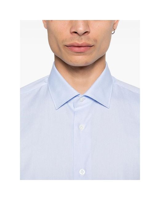 Mazzarelli Blue Buttoned Shirt for men