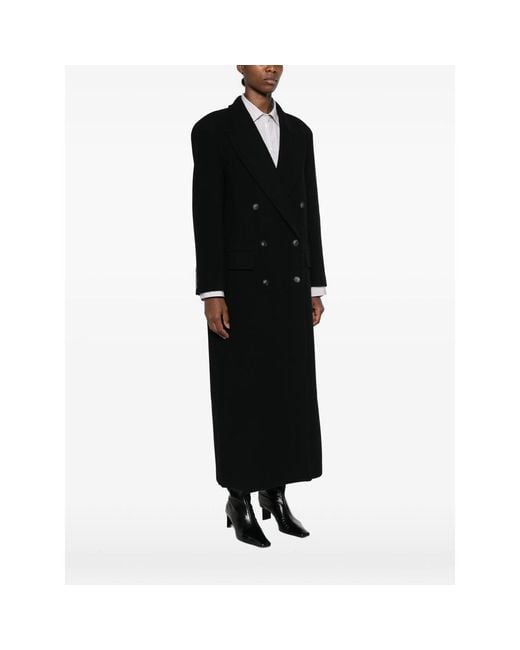 LE SULLY STUDIO Black Double-Breasted Peak-Lapel Coat