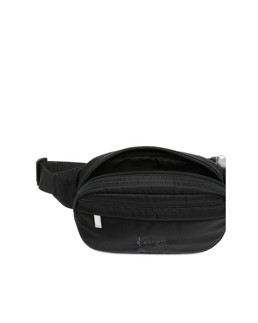 KENZO Black Logo-Embroidered Belt Bag for men