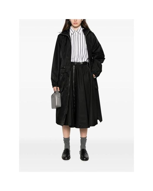 Prada Black Re-Nylon Drawstring Coat