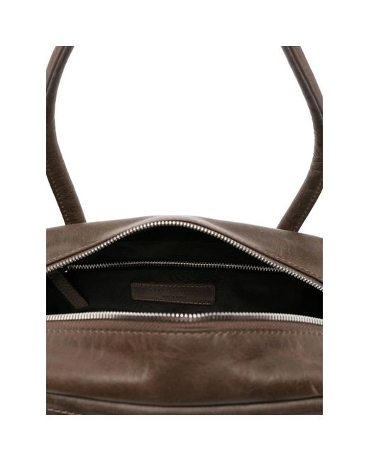 MARGE SHERWOOD Brown Top-Handle Leather Tote Bag