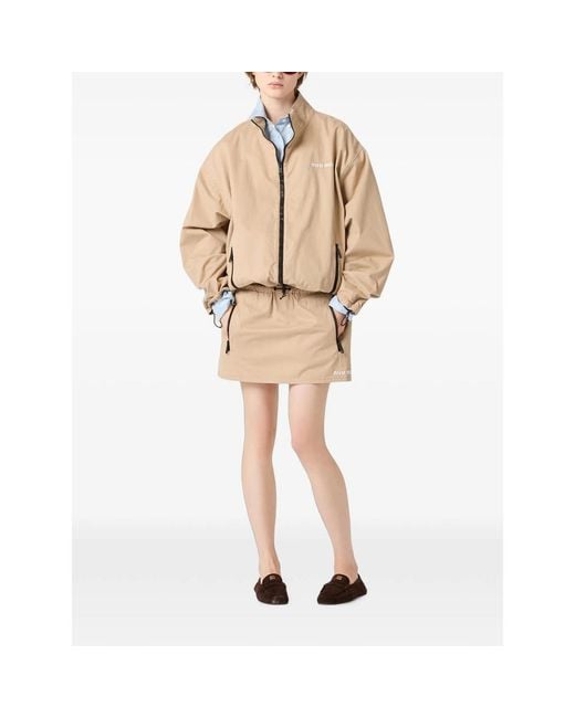 Miu Miu Natural Washed Gabardine Blouson Jacket