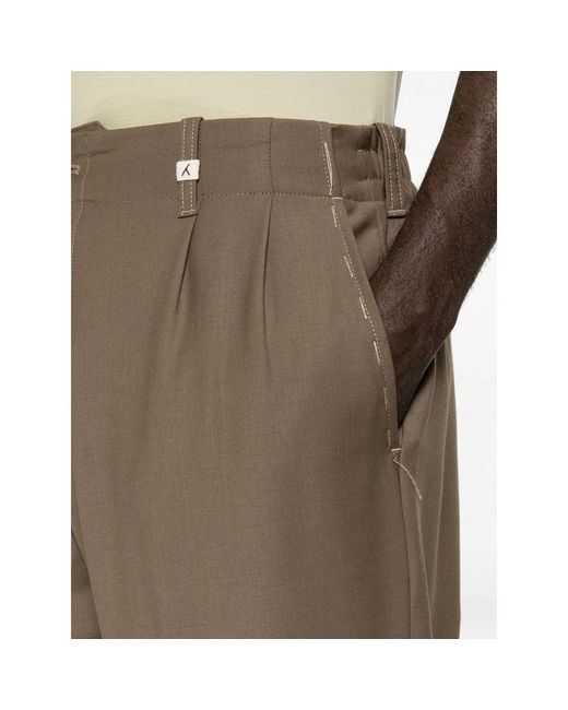 Myths Brown Pleated-Front Straight-Leg Trousers for men