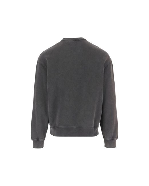 Maison Kitsuné Gray Embroidered-Logo Sweatshirt for men