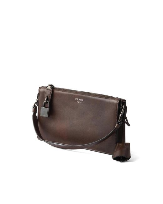 Prada Brown Leather Pouch for men