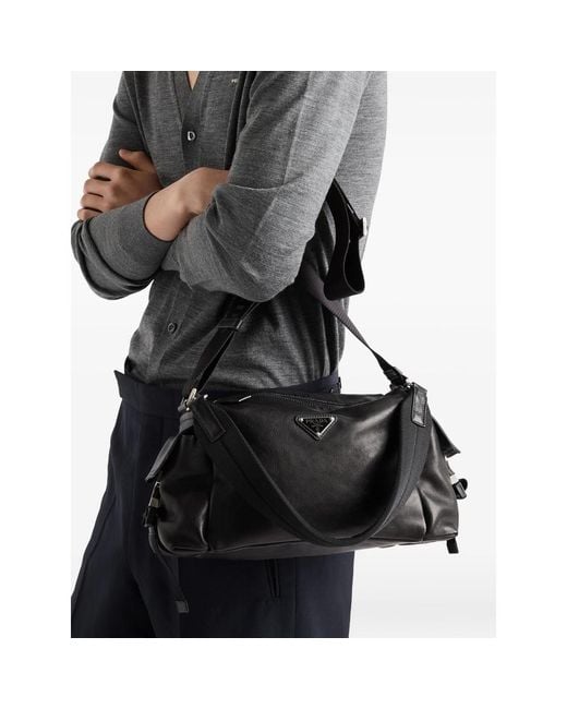 Prada Black Explore Leather Bag for men