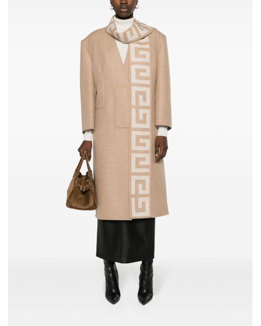 Givenchy Natural 4G Scarf Wool-Blend Coat