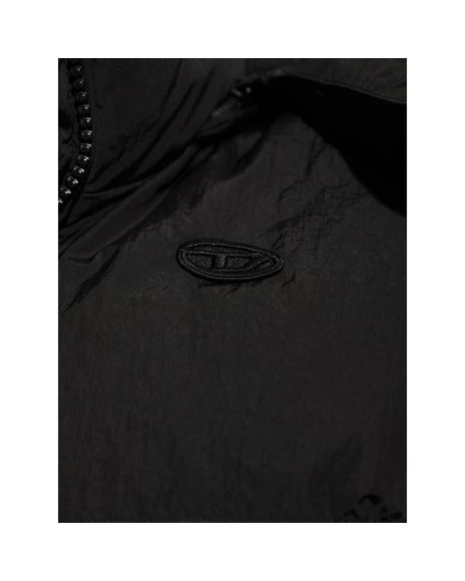 DIESEL Black Logo Quilted Hooded Gilet